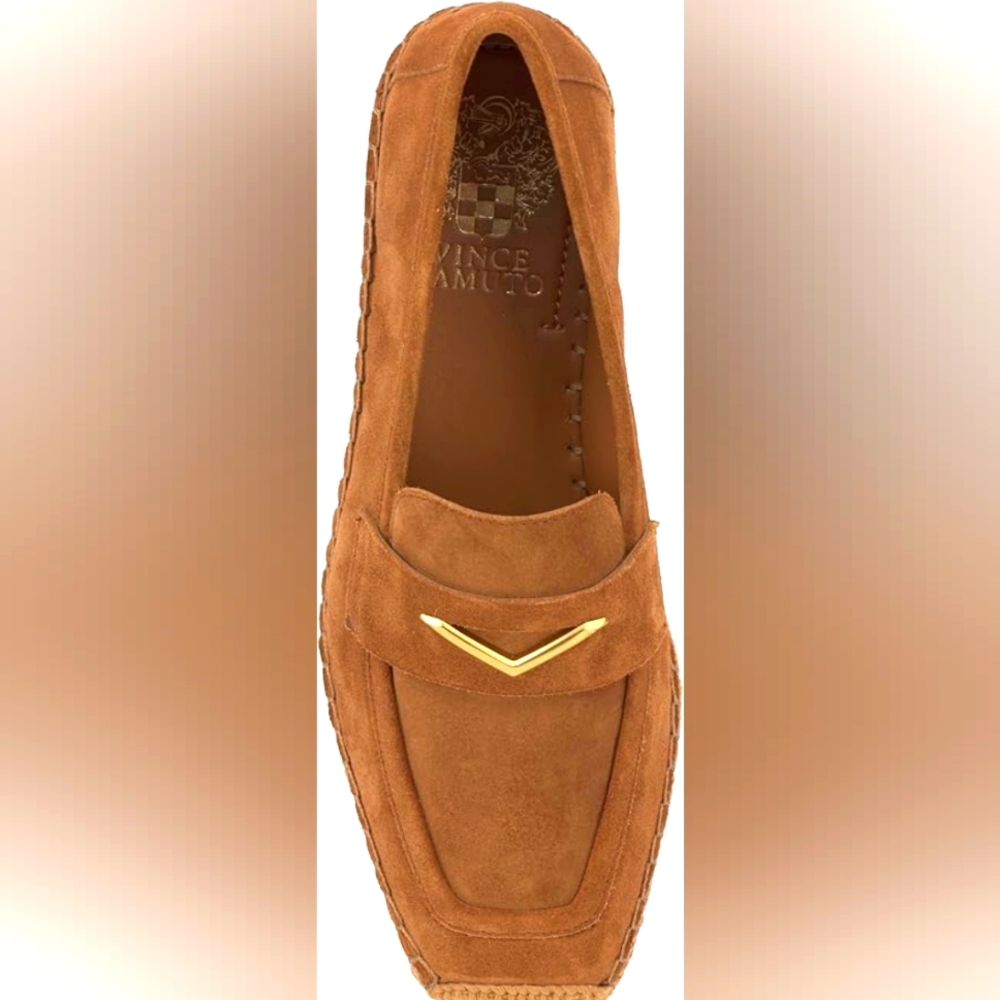 Vince Camuto Women's Suede Tailored Golden Walnut Loafer Espadrille Shoes Size 6 - Picture 7 of 10